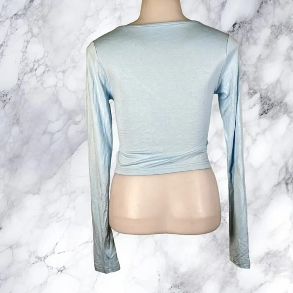 Superdown Matilda Wrap Crop Top - Baby Blue